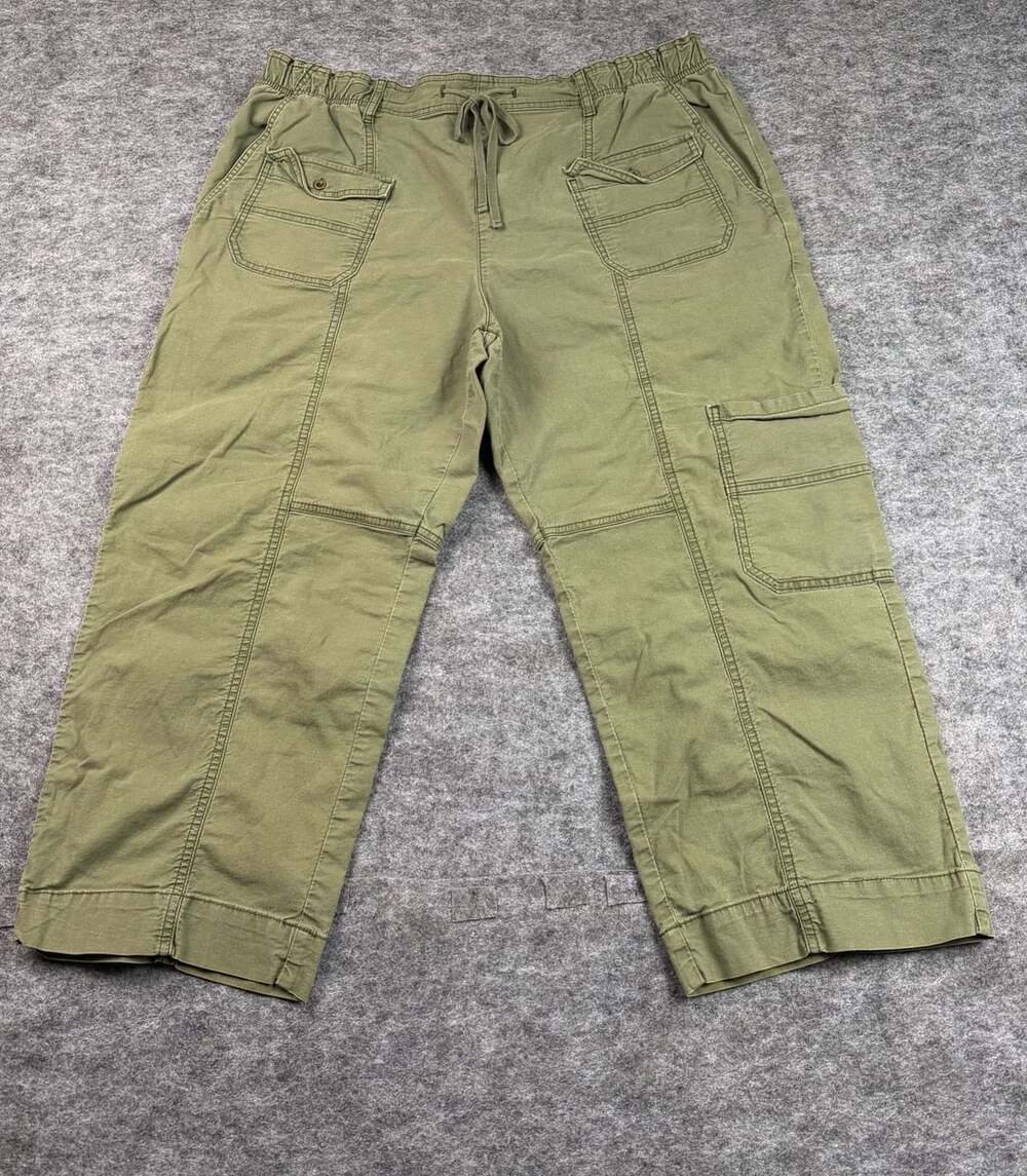 Pilcro Cargo Pants Size XL Green Drawstring Utility Cotton Blend